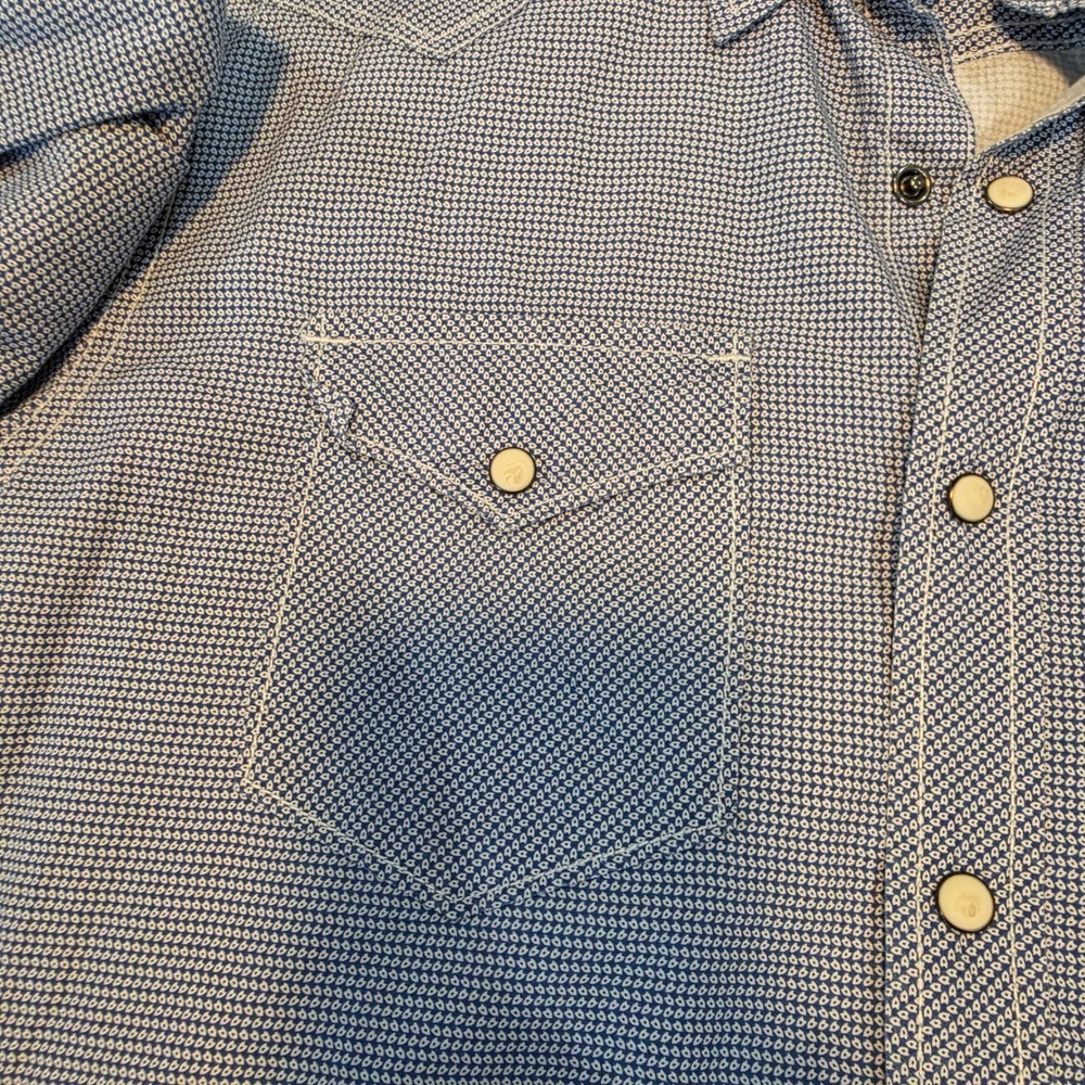 American Eagle Button Down Men Medium Blue Excellent Western Pearl Snap Shirt - Picture 8 of 10